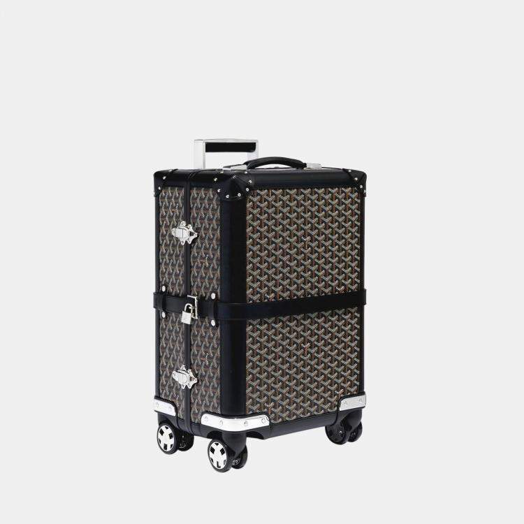 Pre Owned Goyard Black Goyardine Canvas & Clamecy Cowhide Bourget PM Trolley Case