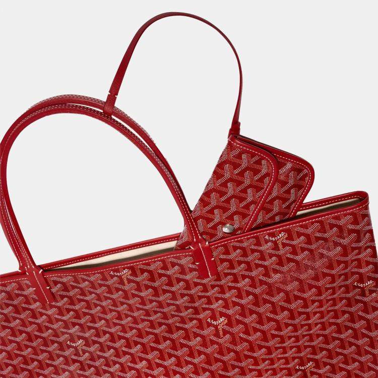 Pre Owned Goyard Red Goyardine Coated Canvas and Leather Saint Louis GM Tote Bag