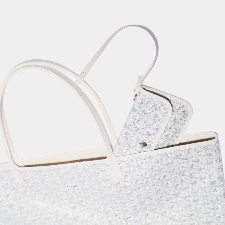Pre Owned Goyard White Goyardine Coated Canvas and Leather Saint Louis GM Tote Bag