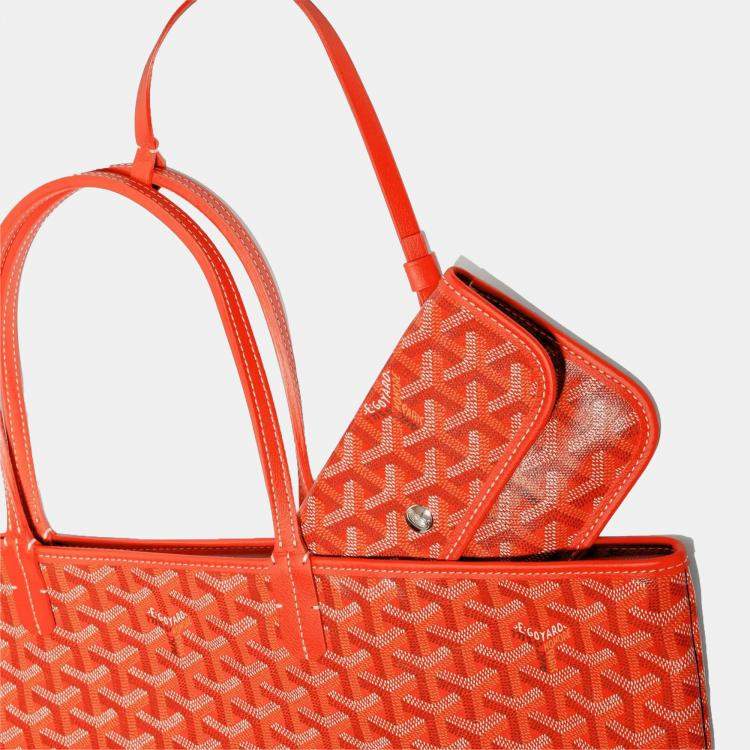 Pre Owned Goyard Orange Goyardine Coated Canvas and Leather Saint Louis PM Tote Bag
