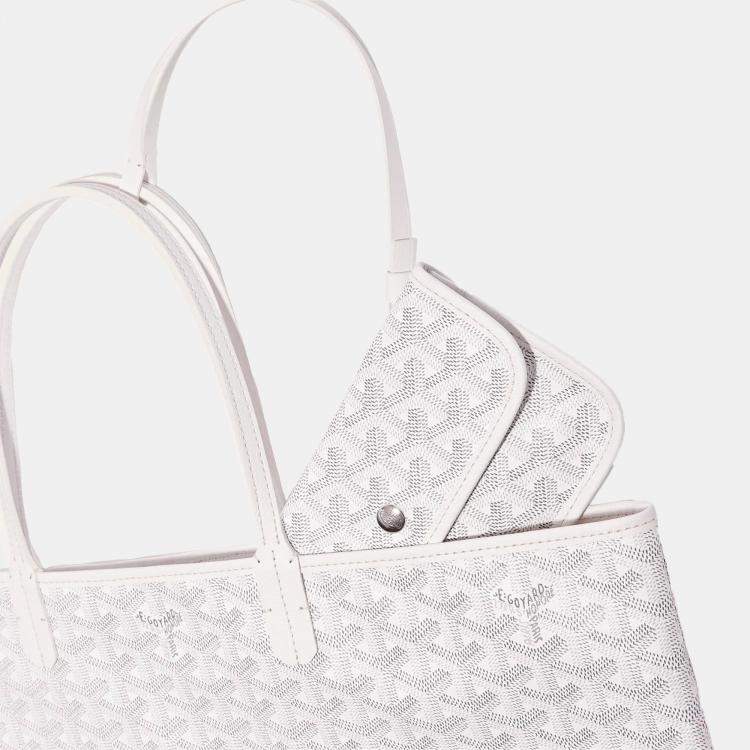 Pre Owned Goyard White Goyardine Coated Canvas and Leather Saint Louis PM Tote Bag