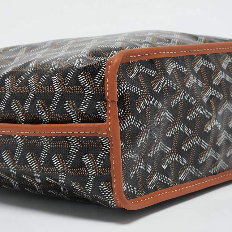 Pre Owned Goyard Black/Tan Goyardine Coated Canvas and Leather Mini Reversible Anjou Tote