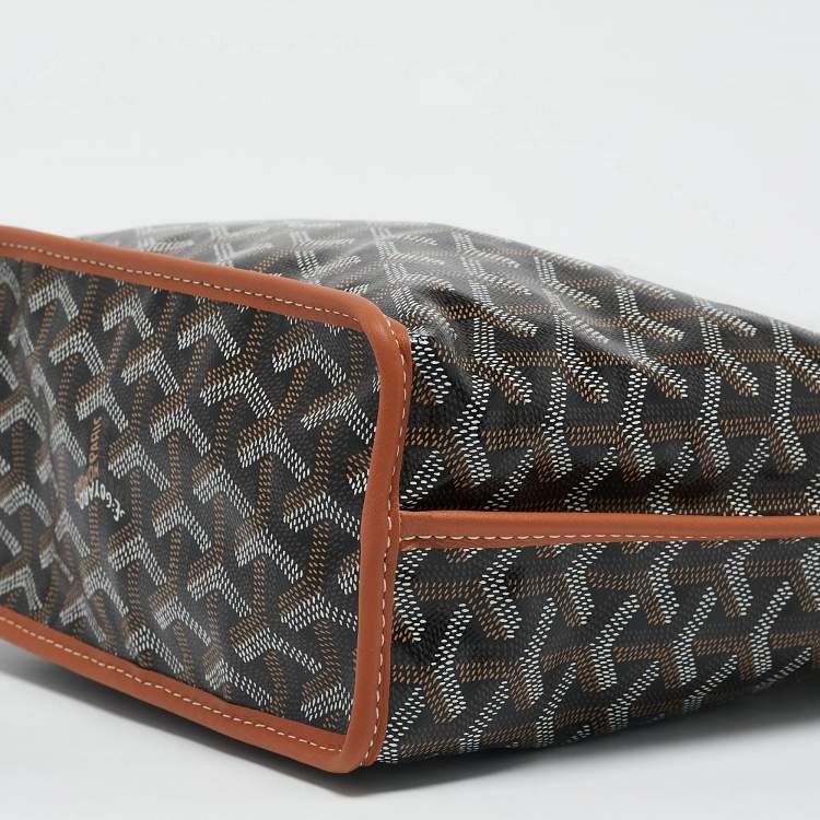 Pre Owned Goyard Black/Tan Goyardine Coated Canvas and Leather Mini Reversible Anjou Tote