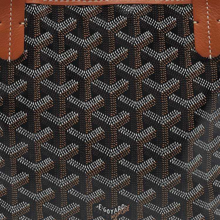 Pre Owned Goyard Black/Tan Goyardine Coated Canvas and Leather Mini Reversible Anjou Tote