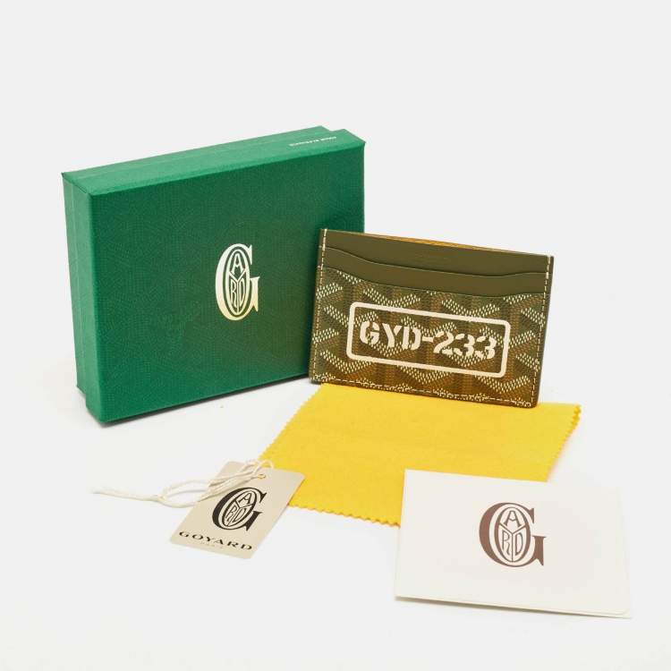 Pre Owned Goyard Khaki Goyardine Coated Canvas and Leather Saint Sulpice Card Holder