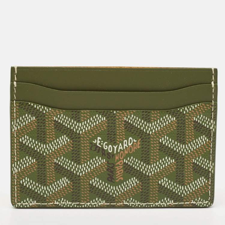 Pre Owned Goyard Khaki Goyardine Coated Canvas and Leather Saint Sulpice Card Holder