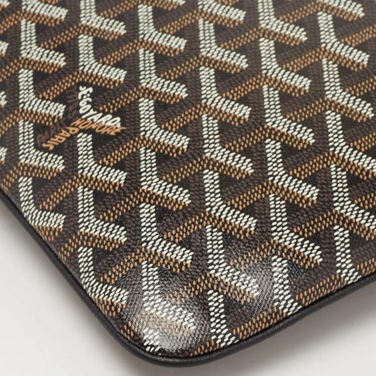 Pre Owned Goyard Black Goyardine Coated Canvas and Leather Senat MGM Pouch