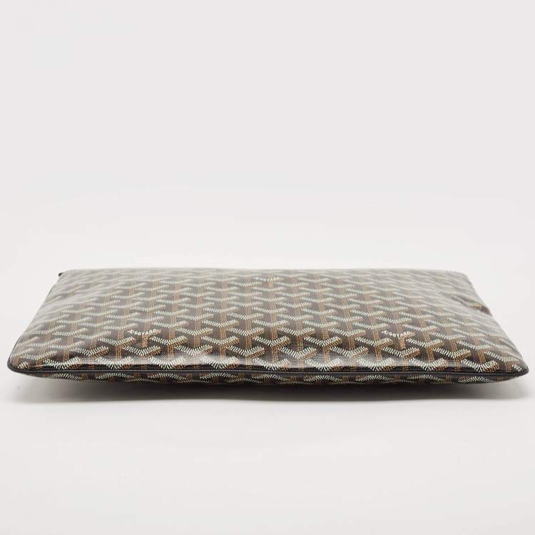 Pre Owned Goyard Black Goyardine Coated Canvas and Leather Senat MGM Pouch