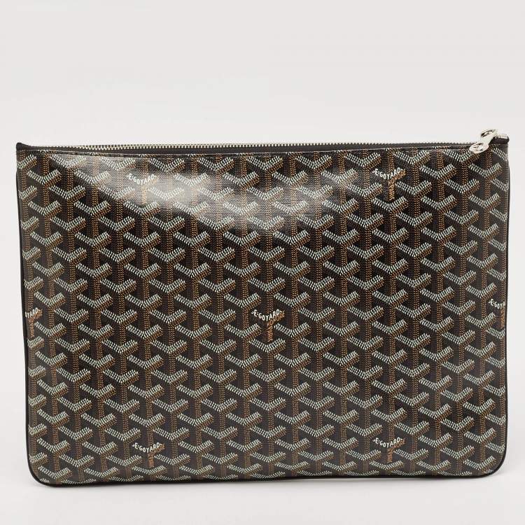 Pre Owned Goyard Black Goyardine Coated Canvas and Leather Senat MGM Pouch