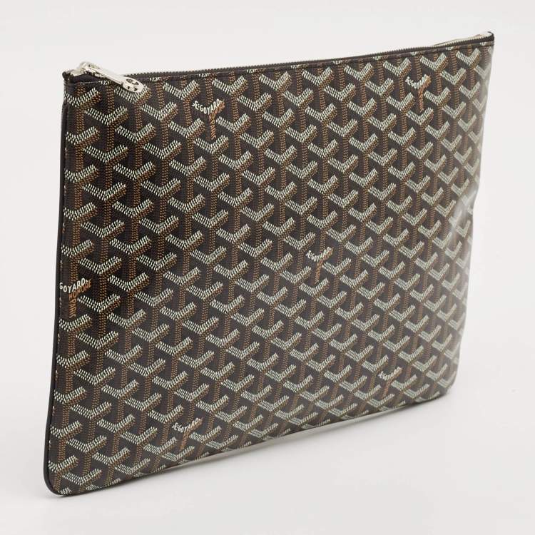 Pre Owned Goyard Black Goyardine Coated Canvas and Leather Senat MGM Pouch