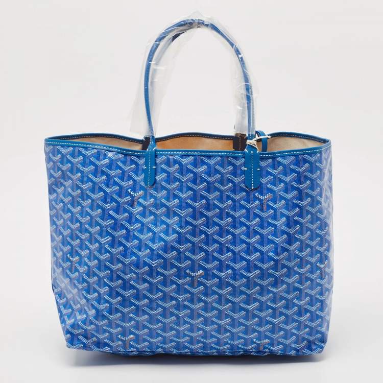 Pre Owned Goyard Blue Goyardine Coated Canvas and Leather Saint Louis PM Tote