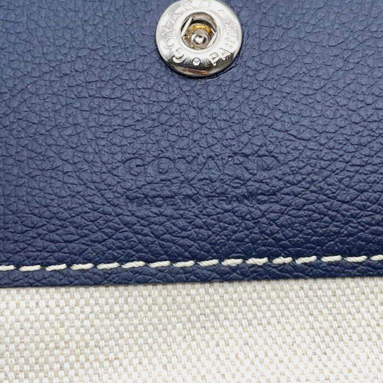 Pre Owned Goyard Navy Pvc Coated Canvas Leather Saint Louis PM Tote Bag