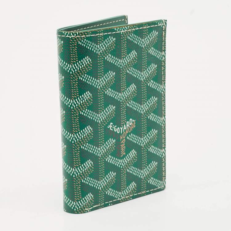 Pre Owned Goyard Green Goyardine Coated Canvas Saint Pierre Card Holder