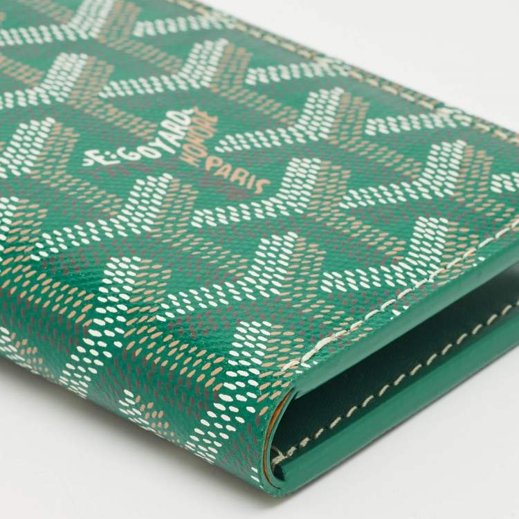 Pre Owned Goyard Green Goyardine Coated Canvas Saint Pierre Card Holder