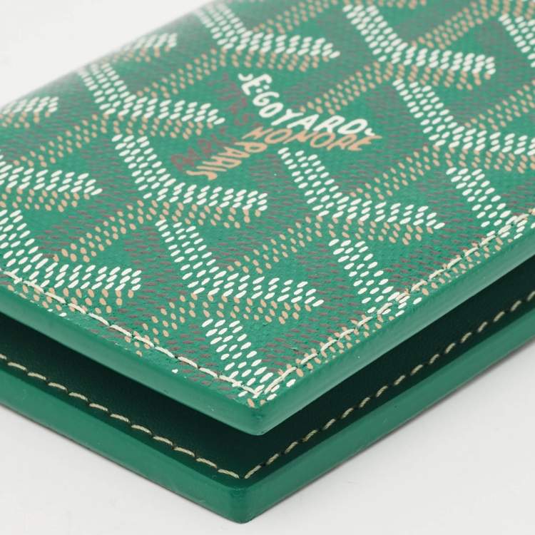 Pre Owned Goyard Green Goyardine Coated Canvas Saint Pierre Card Holder