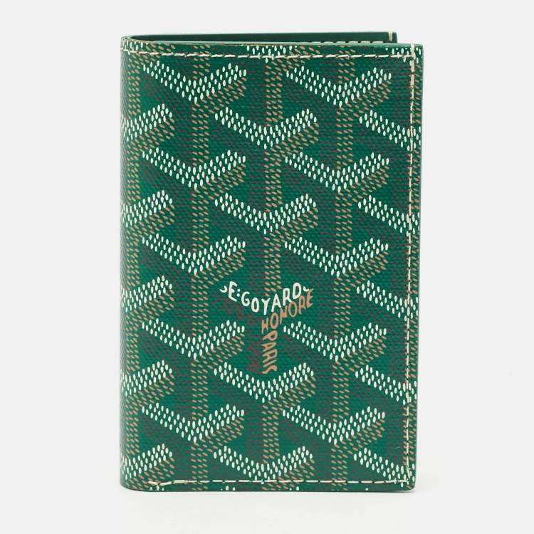 Pre Owned Goyard Green Goyardine Coated Canvas Saint Pierre Card Holder