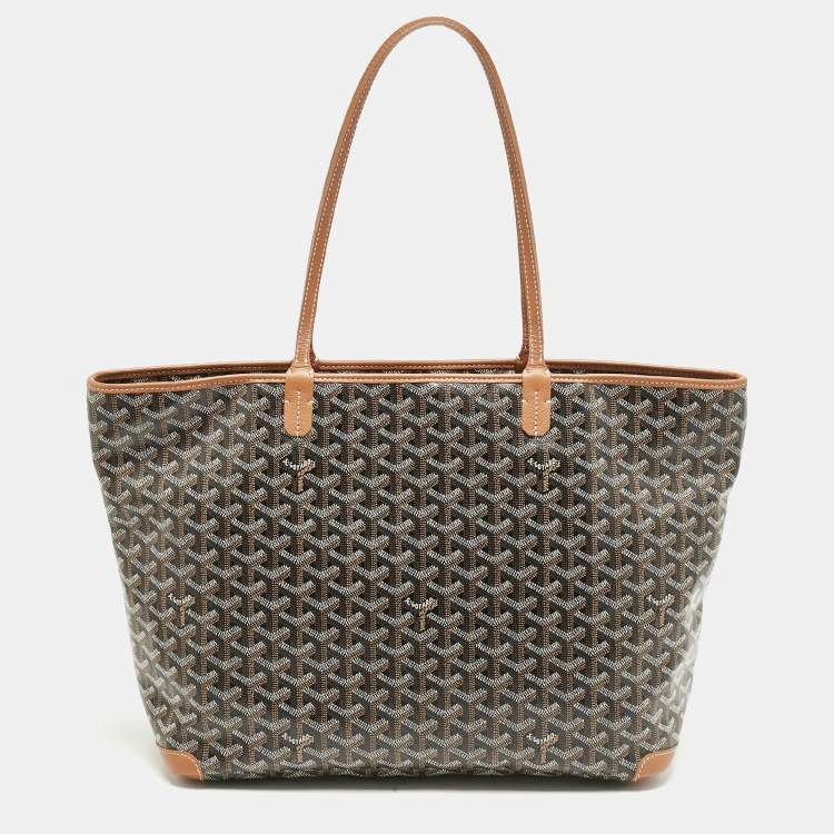 Pre Owned Goyard Brown Goyardine Coated Canvas and Leather Artois MM Tote