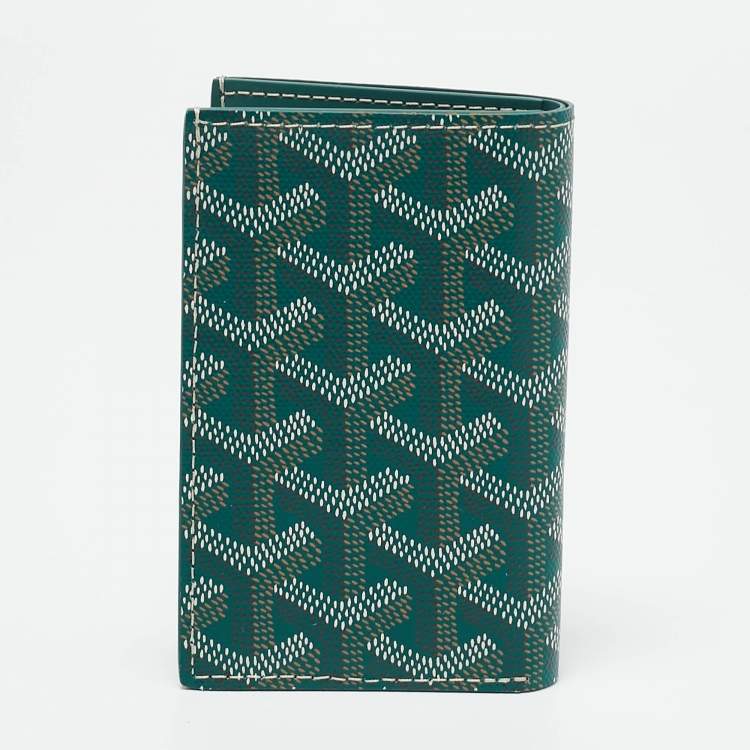 Pre Owned Goyard Green Goyardine Coated Canvas Saint Pierre Card Holder
