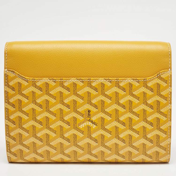 Pre Owned Goyard Yellow Goyardine Coated Canvas and Leather Chypre Wallet-Pouch 
