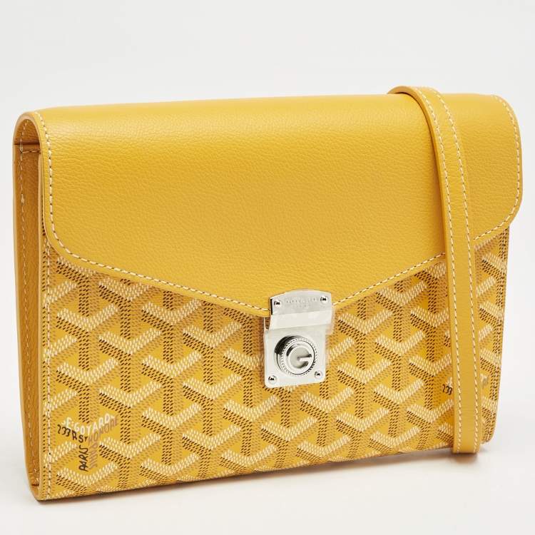 Pre Owned Goyard Yellow Goyardine Coated Canvas and Leather Chypre Wallet-Pouch 