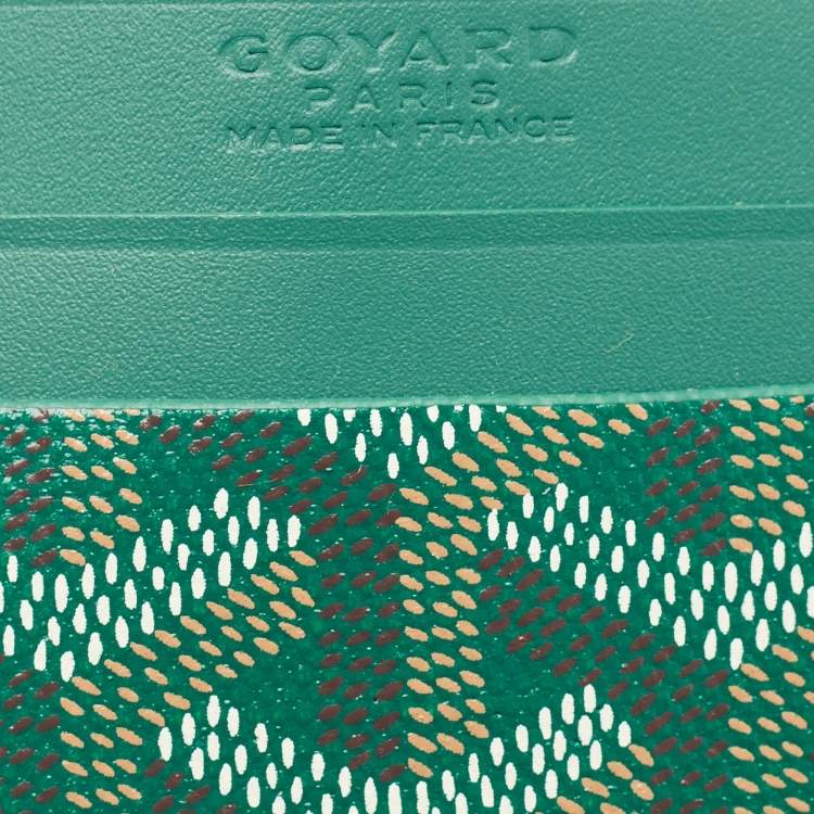 Pre Owned Goyard Green Goyardine Coated Canvas and Leather Saint Sulpice Card Holder