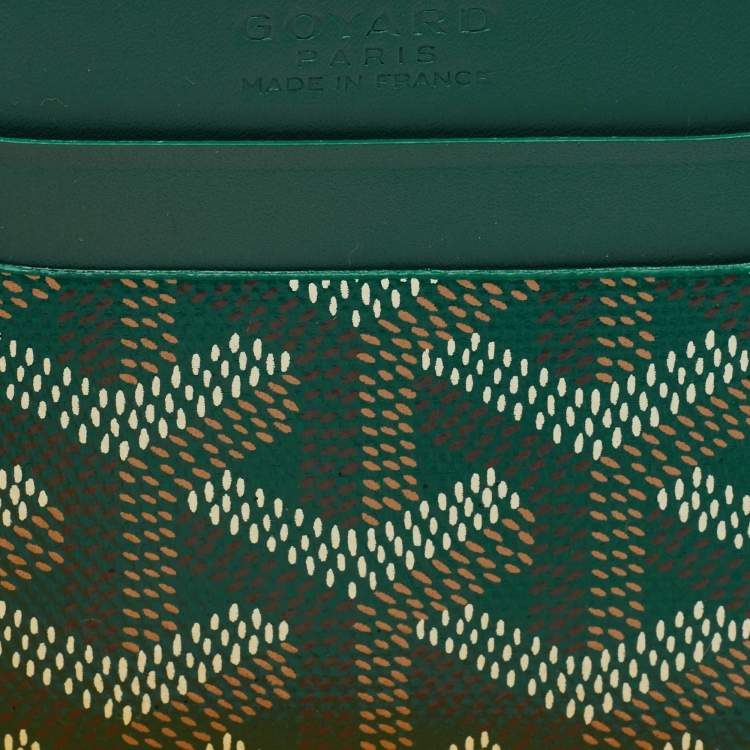 Pre Owned Goyard Green Goyardine Coated Canvas and Leather Saint Sulpice Card Holder