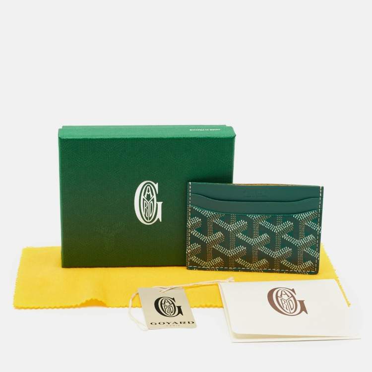 Pre Owned Goyard Green Goyardine Coated Canvas and Leather Saint Sulpice Card Holder
