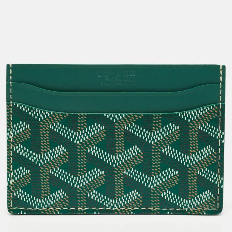 Pre Owned Goyard Green Goyardine Coated Canvas and Leather Saint Sulpice Card Holder