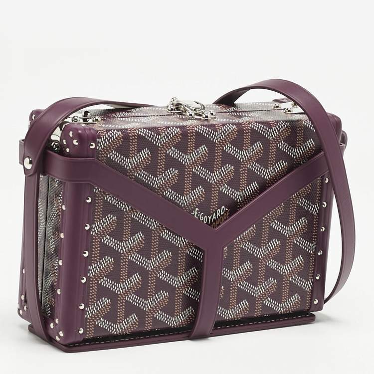 Pre Owned Goyard Burgundy Goyardine Coated Canvas and Leather Minaudière Trunk Bag