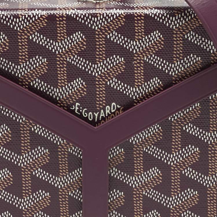 Pre Owned Goyard Burgundy Goyardine Coated Canvas and Leather Minaudière Trunk Bag