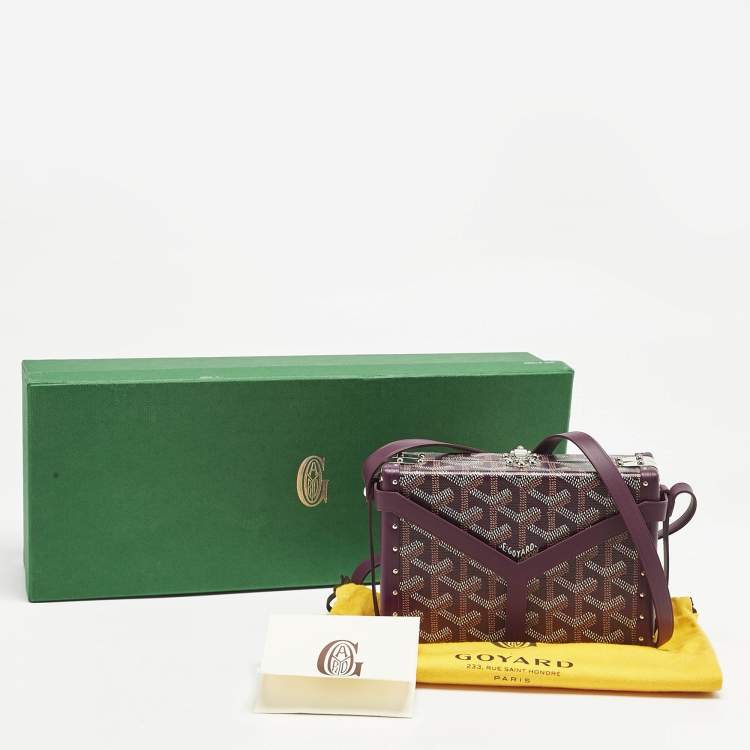 Pre Owned Goyard Burgundy Goyardine Coated Canvas and Leather Minaudière Trunk Bag
