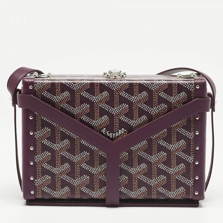 Pre Owned Goyard Burgundy Goyardine Coated Canvas and Leather Minaudière Trunk Bag