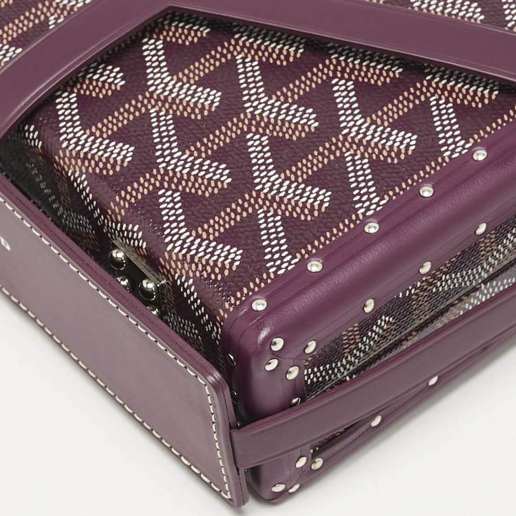 Pre Owned Goyard Burgundy Goyardine Coated Canvas and Leather Minaudière Trunk Bag