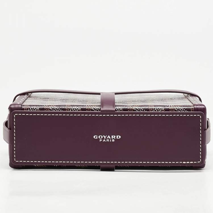 Pre Owned Goyard Burgundy Goyardine Coated Canvas and Leather Minaudière Trunk Bag