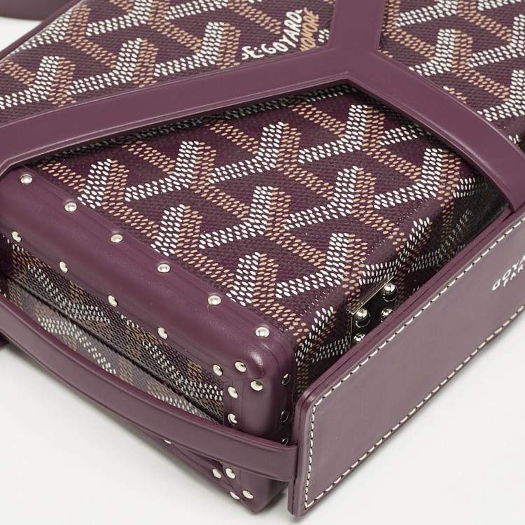 Pre Owned Goyard Burgundy Goyardine Coated Canvas and Leather Minaudière Trunk Bag