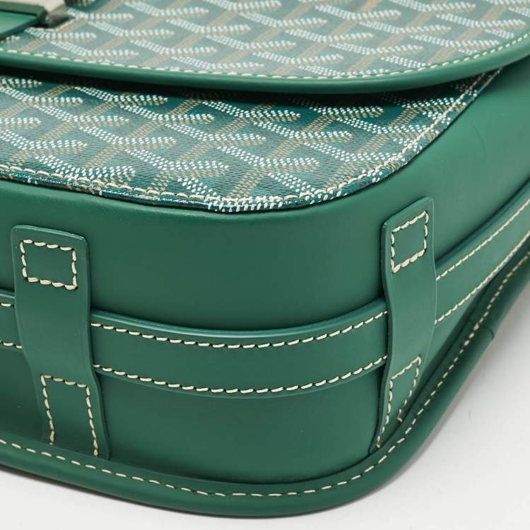 Pre Owned Goyard Green Goyardine Coated Canvas and Leather Belvedere II MM Bag