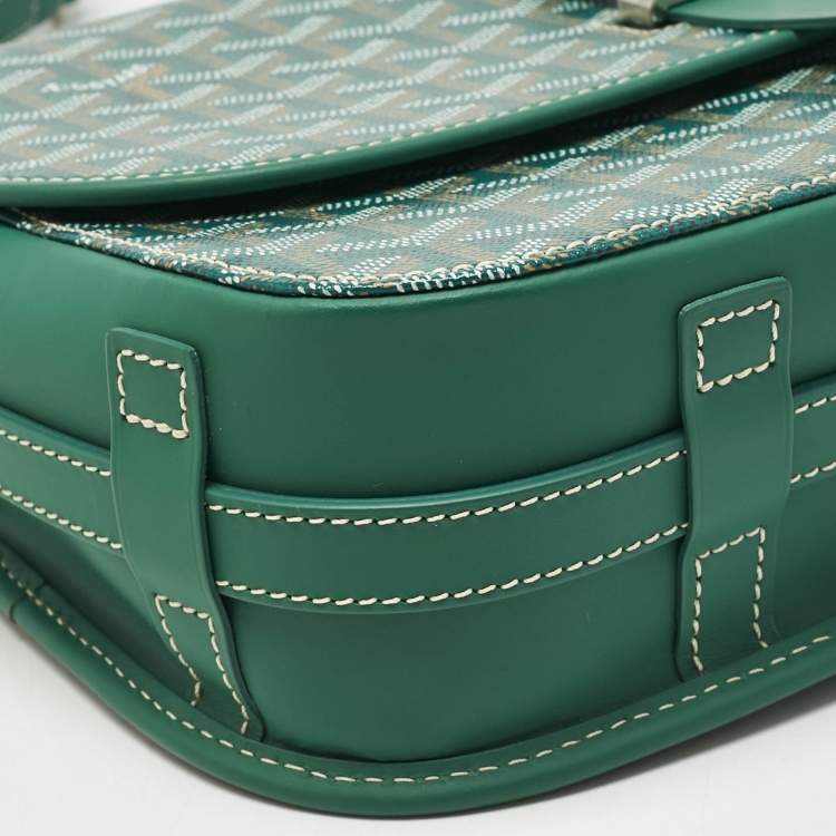 Pre Owned Goyard Green Goyardine Coated Canvas and Leather Belvedere II MM Bag