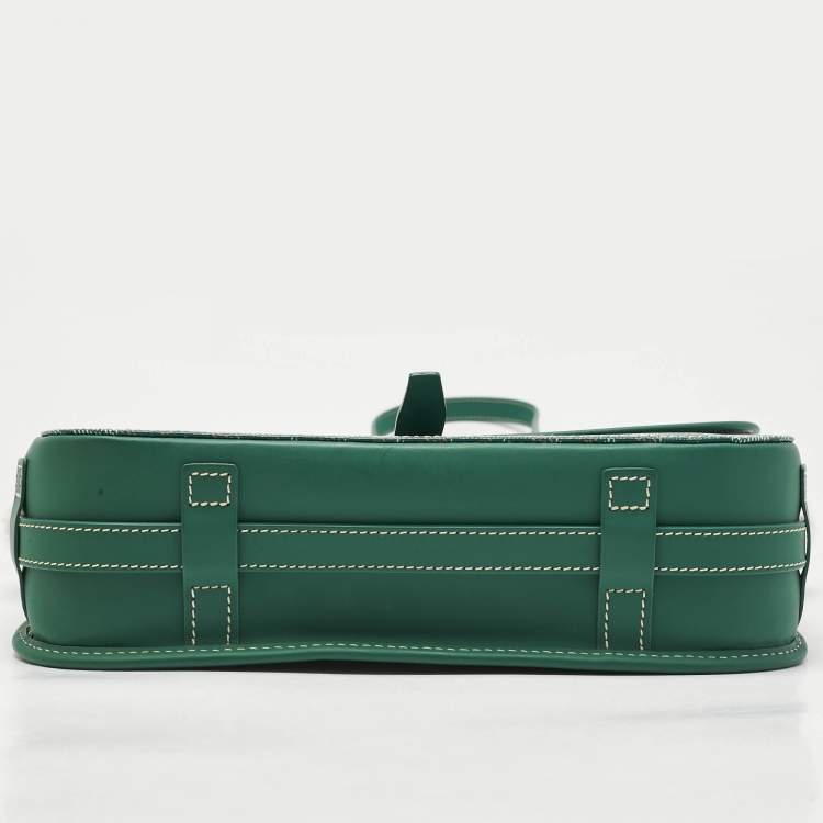 Pre Owned Goyard Green Goyardine Coated Canvas and Leather Belvedere II MM Bag