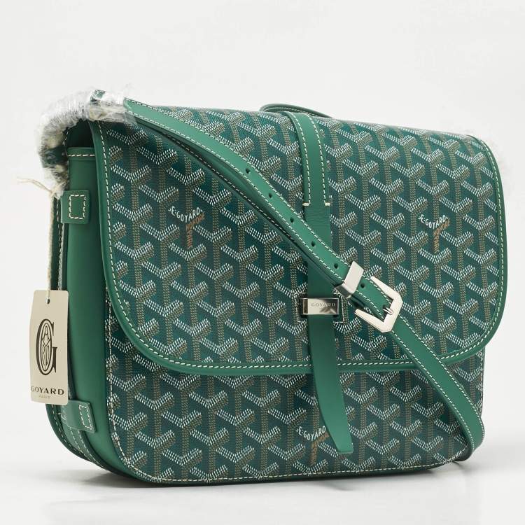 Pre Owned Goyard Green Goyardine Coated Canvas and Leather Belvedere II MM Bag