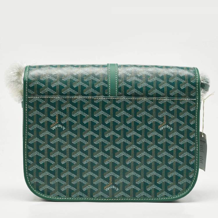 Pre Owned Goyard Green Goyardine Coated Canvas and Leather Belvedere II MM Bag