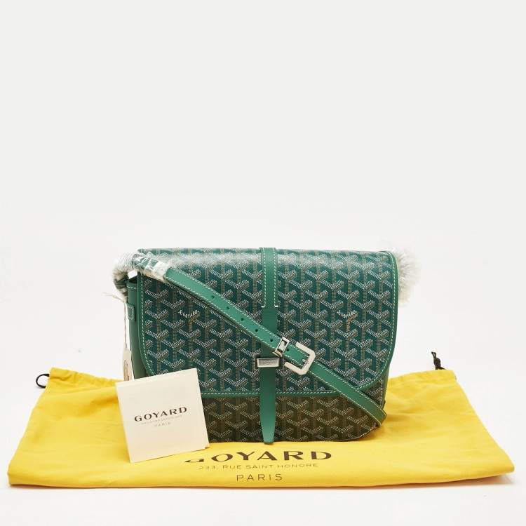 Pre Owned Goyard Green Goyardine Coated Canvas and Leather Belvedere II MM Bag