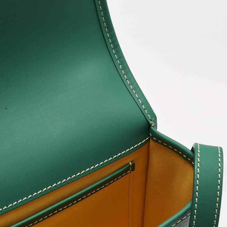 Pre Owned Goyard Green Goyardine Coated Canvas and Leather Belvedere II MM Bag