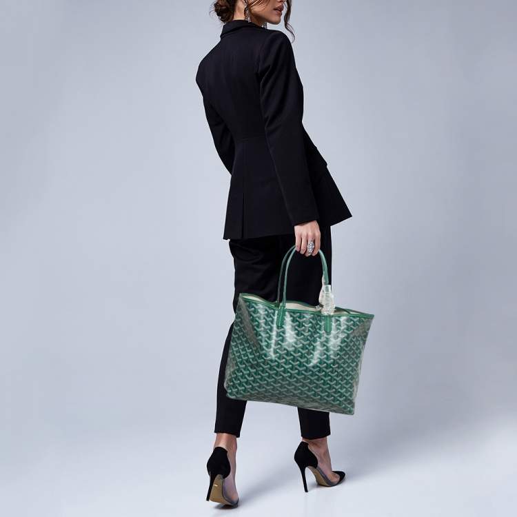 Pre Owned Goyard Green Goyardine Coated Canvas and Leather Saint Louis PM Tote