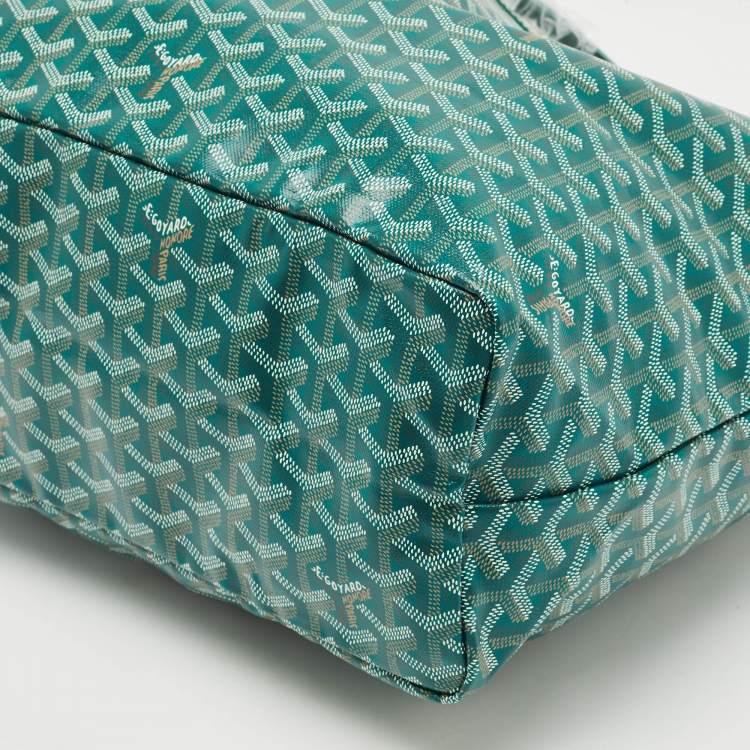 Pre Owned Goyard Green Goyardine Coated Canvas and Leather Saint Louis PM Tote