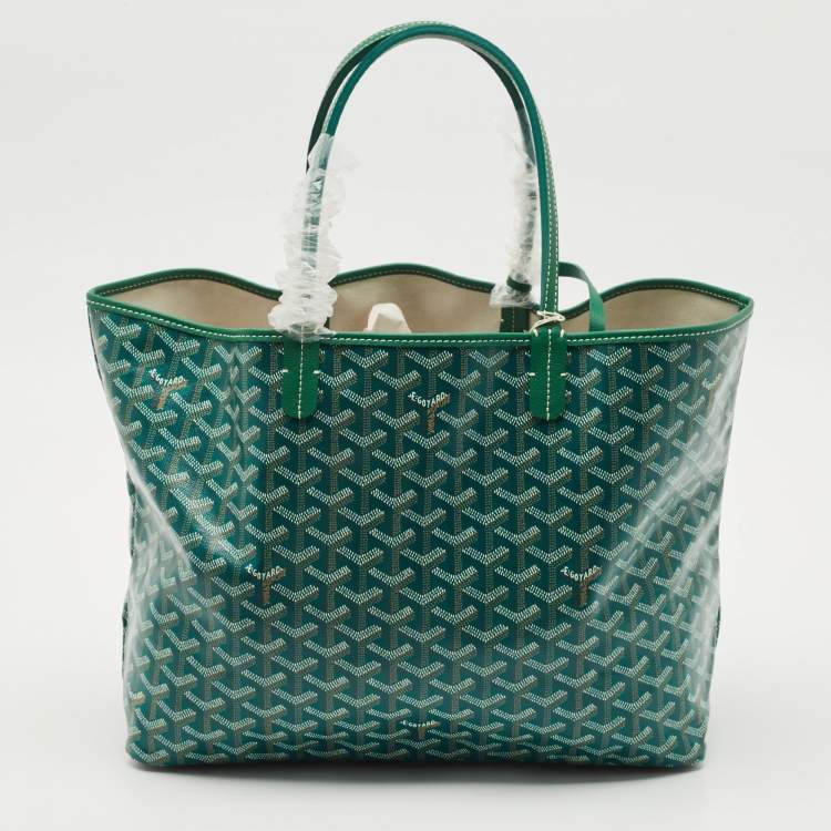 Pre Owned Goyard Green Goyardine Coated Canvas and Leather Saint Louis PM Tote