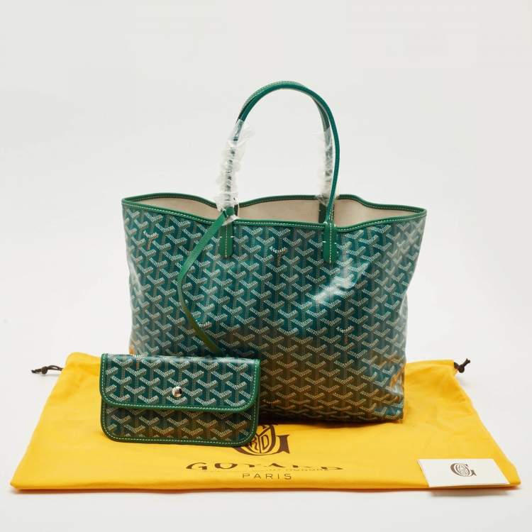 Pre Owned Goyard Green Goyardine Coated Canvas and Leather Saint Louis PM Tote