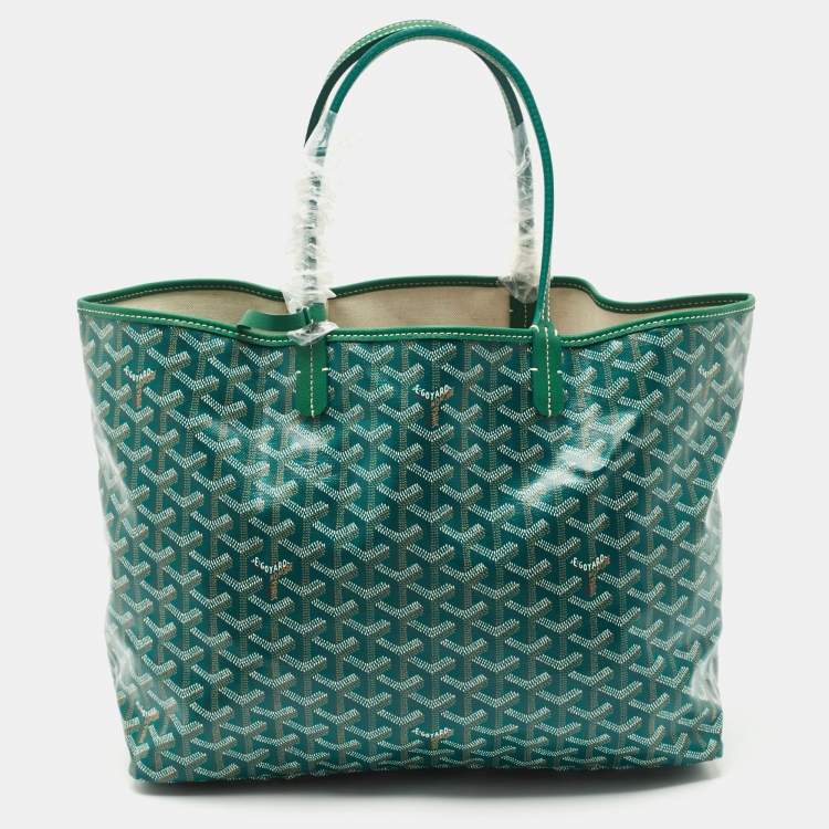 Pre Owned Goyard Green Goyardine Coated Canvas and Leather Saint Louis PM Tote
