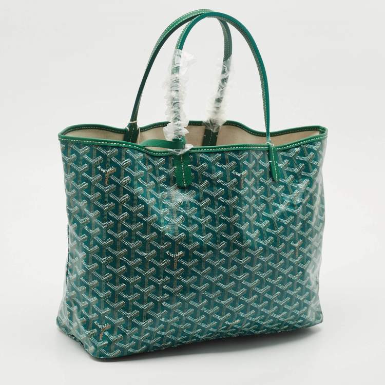 Pre Owned Goyard Green Goyardine Coated Canvas and Leather Saint Louis PM Tote