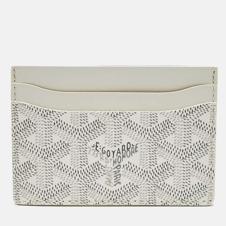 Pre Owned Goyard White Goyardine Coated Canvas and Leather Saint Sulpice Card Holder