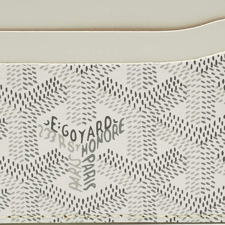 Pre Owned Goyard White Goyardine Coated Canvas and Leather Saint Sulpice Card Holder